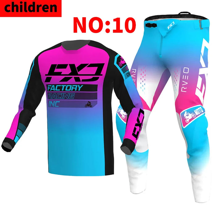 SIZE 20 22 24 26 28 motocross jersey and pants kids FXJ enduro gear set MX Gear Set children Youth MTB DH UTV Racing Sui