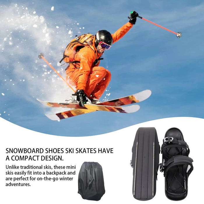 Portable Mini Ski Skates for Snow Short Skiboard Snowblades High Quality, Adjustable Bindings Skiing Shoes  ﻿