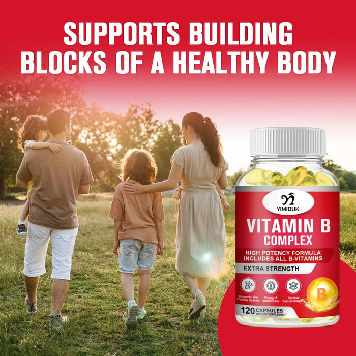 High Strength Vitamin B Complex Supplement, with Vitamin C, for Stress & Fatigue Relief, Metabolism & Heart Health, Women & Men