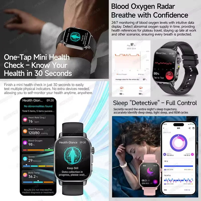 2026 New ECG + PPG Smart Healthy Diagnosis Surveillance Women Body Analysis Blood Pressure Lipid Uric Acid Health SmartWatch Men