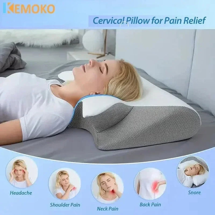 2025 Deep Sleep Pillow Horn Butterfly Pillow Neck Pillow Sleeping Pillow Slow Rebound Memory Cotton Pillow Cervical Spine Pillow