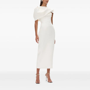 Women's Evening Dresses One Shoulder Tea Length Column Evening Gowns Midi Sleeveless Back Split Elegant Wedding Guest Dress 2025