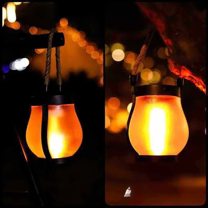 Outdoor Camping Light,Portable Solar Hanging Flame Lantern Solar-Powered Auto On/Off,For Camping Tent Garden Patios Lighting