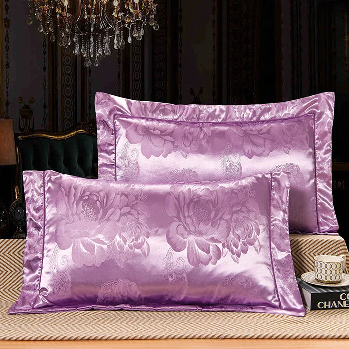 1 Pair Satin Jacquard Pillowcase Soft Smooth Bedding Cushion Cover 48*74cm Mulberry Satin Pillow Cover