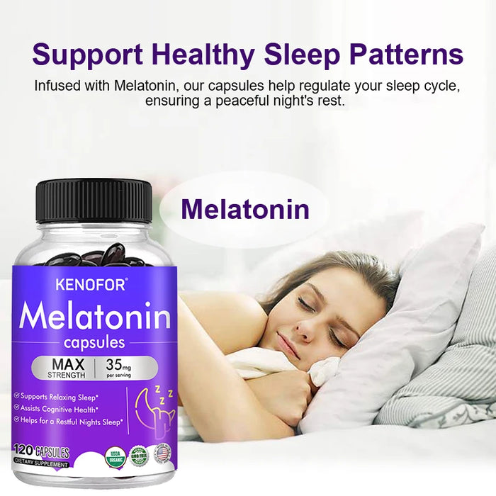 Melatonin 20 Mg Capsules - Helps with Relaxation, Improves Sleep Quality, Promotes Deep Sleep, Boosts Energy, and Balances Mood