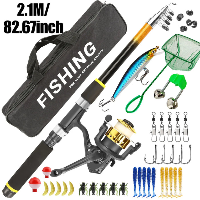 Lure Fishing Rod Set Sea Fishing with Bait Hard Bait and Soft Bait Set Fishing Gear Accessories Suitable for Beginners