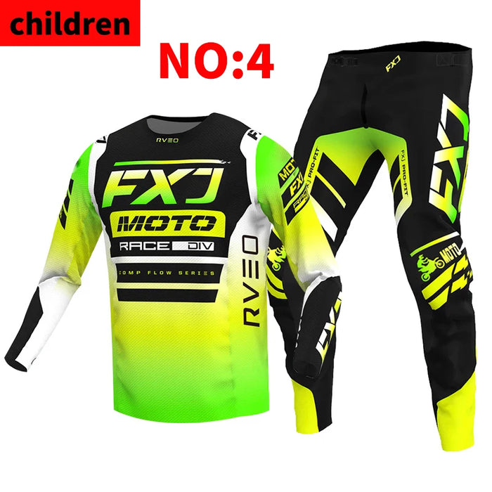 SIZE 20 22 24 26 28 motocross jersey and pants kids FXJ enduro gear set MX Gear Set children Youth MTB DH UTV Racing Sui