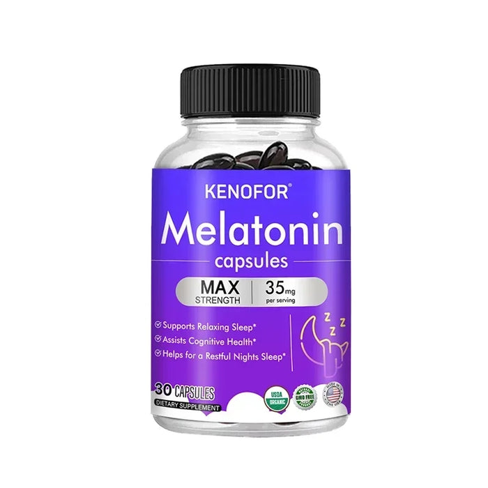 Melatonin 20 Mg Capsules - Helps with Relaxation, Improves Sleep Quality, Promotes Deep Sleep, Boosts Energy, and Balances Mood