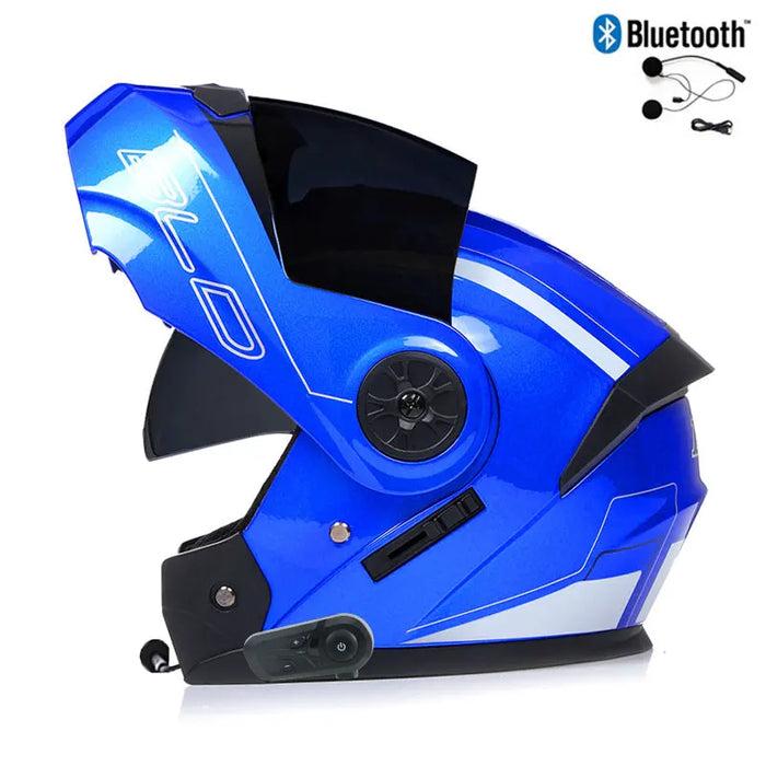 Bluetooth Men's Motorcycle Helmets Full Face Casco for Motorcycles Man Motocross Kask Flip up Casque De Moto  DOT Certified BLD
