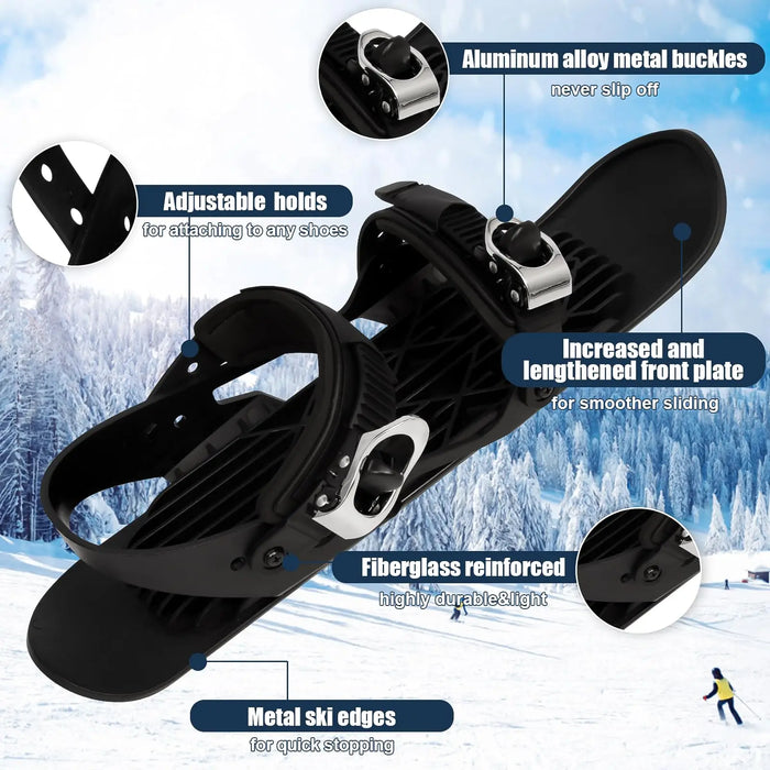 Mini Short Ski Skates for Snow, 2024 Upgraded Skis for Winter Shoes Short Snowskates Snowblades Skiboards