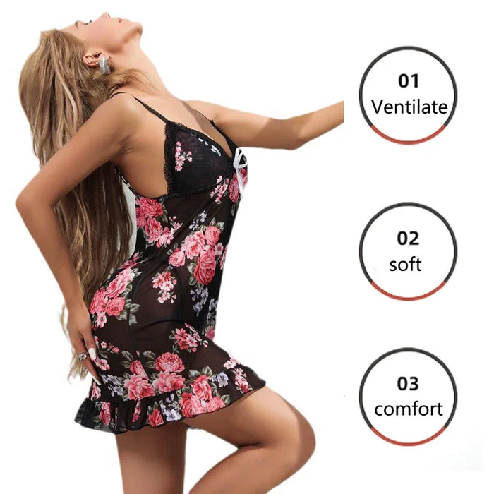 Sexy Nightwear Women Pajamas Dress Lace Halter Ripe Girl Style Sexy Backless Short Dress Summer Dress Ladies Nightgown Europe