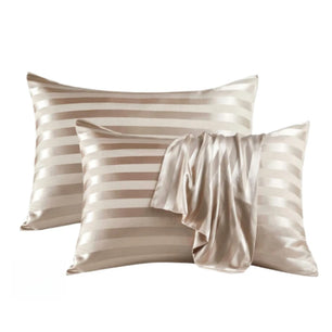 Imitation Silk Pillow case satin Stripe pillowcases cases Covers for bed pillows 2 pieces High-quality Jacquard Envelope Closure