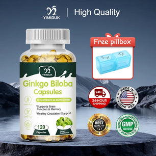 Pure Ginkgo Biloba Capsules, Support Promote Blood Circulation, Antioxidant, Supports Brain Function & Memory, Mood Stabilizer