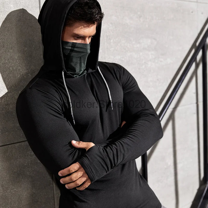 Mens Fitness Tracksuit Running Sport Hoodie Gym Joggers Hooded Outdoor Workout Athletic Clothing Muscle Training Sweatshirt Tops