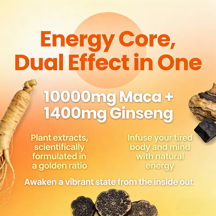 Maca Root Capsules with Ginseng - Promote Energy, Mood, Stamina & Performance Supports Mental Health for Men and Women