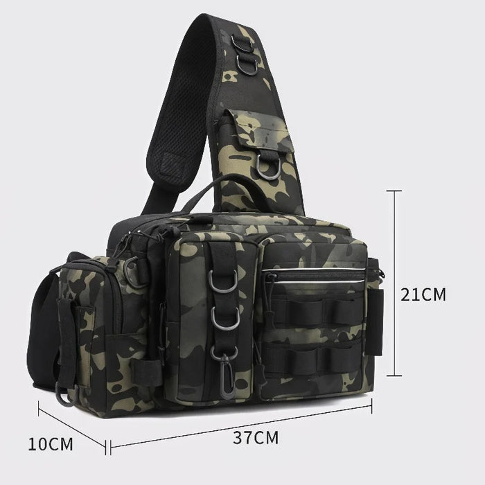 Fishing Tackle Backpack with Bait Box Storage Men Outdoor Rod Support Bag Waterproof Gear Bag for Fishing Camping Hiking