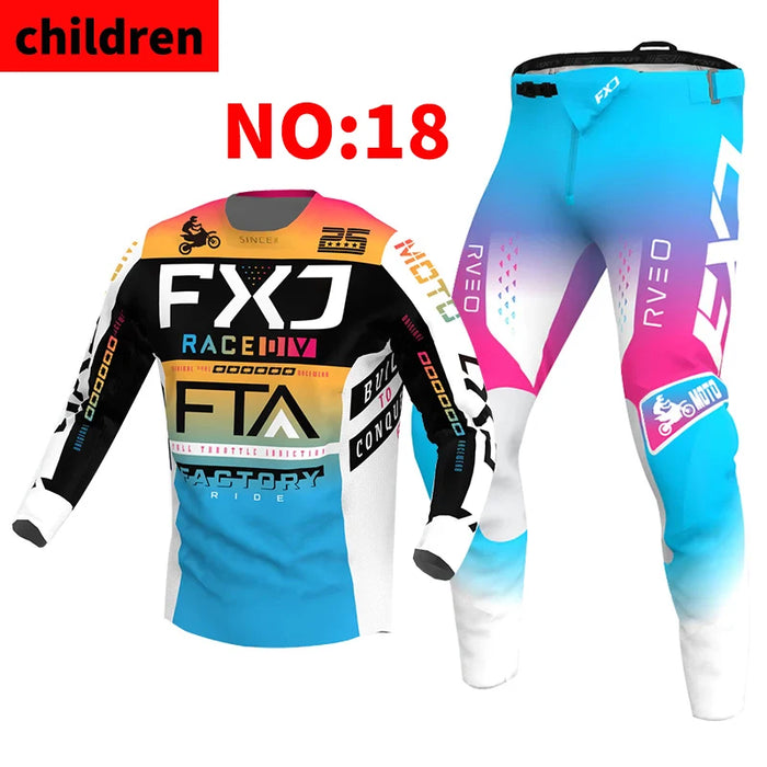 SIZE 20 22 24 26 28 motocross jersey and pants kids FXJ enduro gear set MX Gear Set children Youth MTB DH UTV Racing Sui