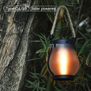 Outdoor Camping Light,Portable Solar Hanging Flame Lantern Solar-Powered Auto On/Off,For Camping Tent Garden Patios Lighting