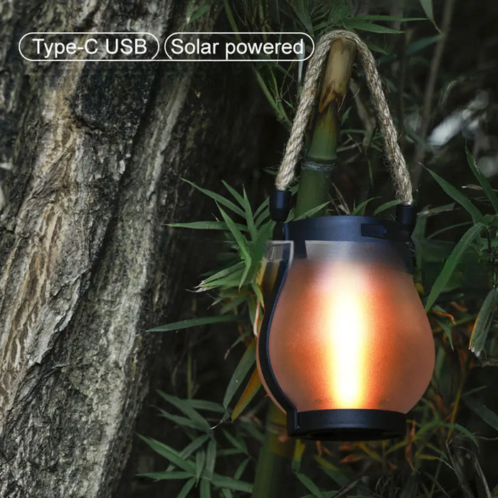 Outdoor Camping Light,Portable Solar Hanging Flame Lantern Solar-Powered Auto On/Off,For Camping Tent Garden Patios Lighting
