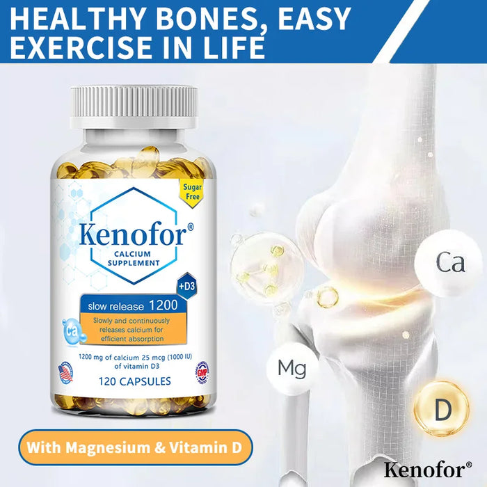 Calcium Magnesium Vitamin D3 Supplement - Supports Bones, Teeth, Muscles, Nerves, Protein Synthesis, 120 Capsules