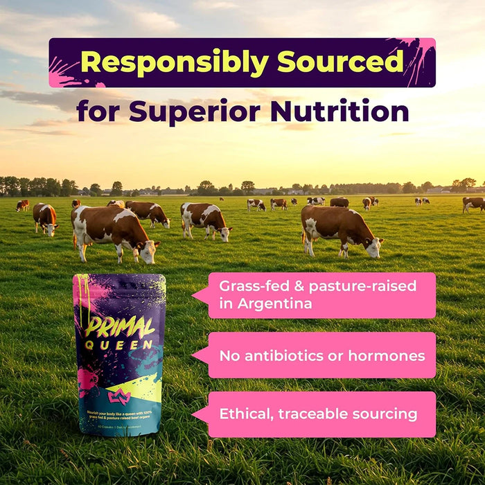 Primal Grass Fed Beef Organ Supplement for Women, Balance Hormones, Better Energy, Mood, & Libido Improve Menstruation