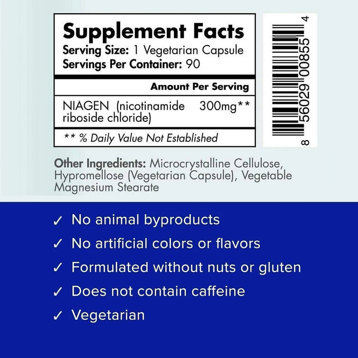 TRU NIAGEN Patented NAD+ Supplement for Anti Aging and Cell Regeneration, 300mg Niagen, Supports Cellular Energy, Brain, Muscle