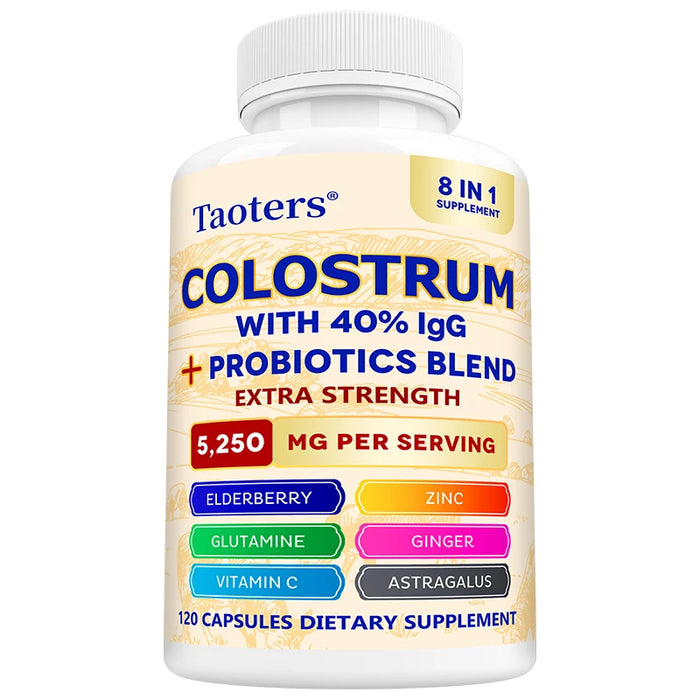 Colostrum Supplement, Contains 40% IgG + Probiotic Mixture, Support Gut, Muscle & Immune Health, Boost Immunity, for Men & Women