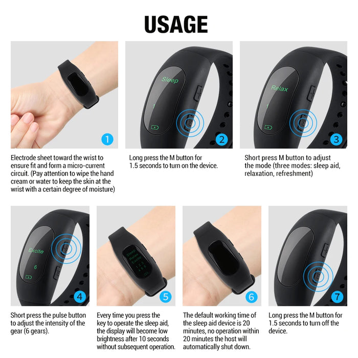 New Ems Intelligent Sleep Device Fast Sleep Rest Hypnosis Insomnia Artifact Relieve Anxiety Wristband Watch Sleep Aid Instrument
