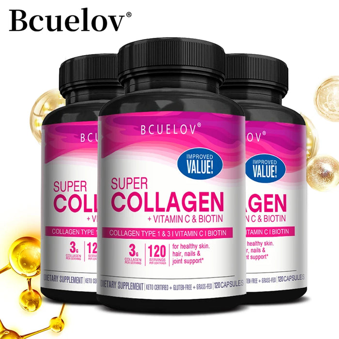 Collagen Capsules-with Vitamin C & Biotin, Antioxidant, Support Joint, Hair, Nails, Skin Care Health, Promote Calcium Absorption