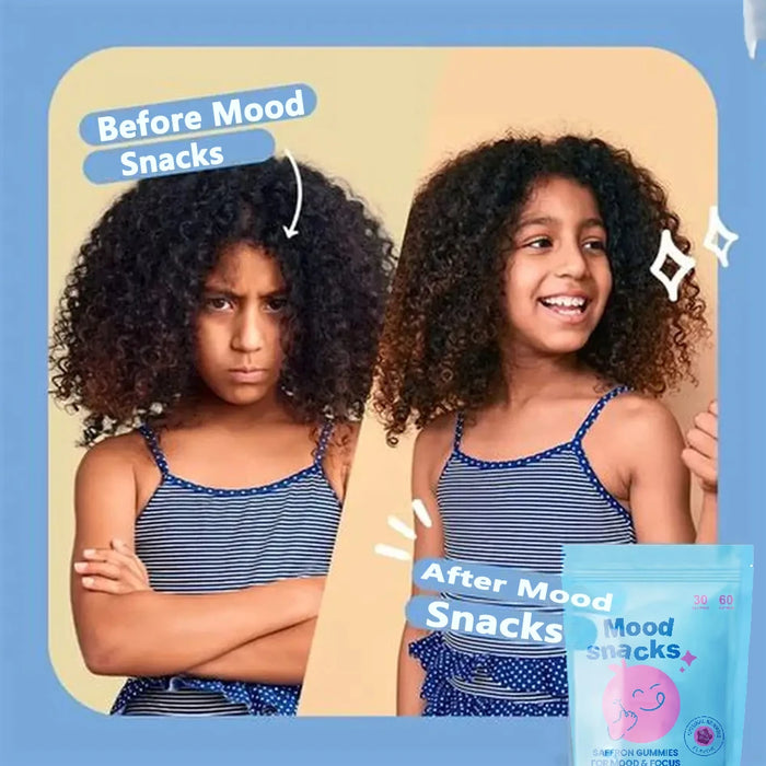 Mood Snacks - Kids Saffron Gummies, Natural Berries Supplements Offer Mood Support and Calms Temper Tantrums, Sugar Free Gummies