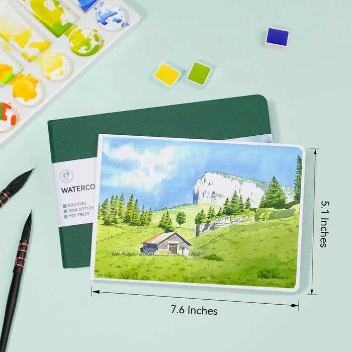 Lightwish Watercolor Journal, 100% Cotton Art Supplies Watercolor Paper 7.6” x 5.1”, 20 Sheets (140lb/300g) for Painting
