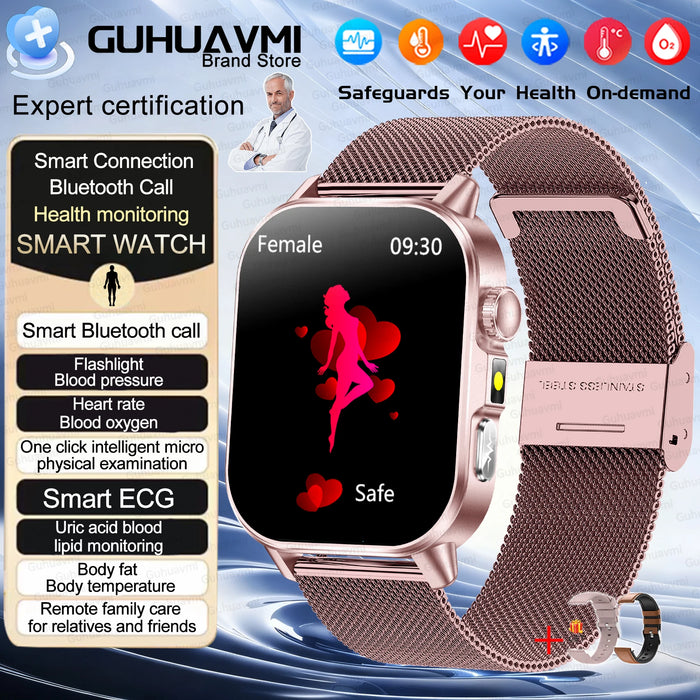 2026 New ECG + PPG Smart Healthy Diagnosis Surveillance Women Body Analysis Blood Pressure Lipid Uric Acid Health SmartWatch Men
