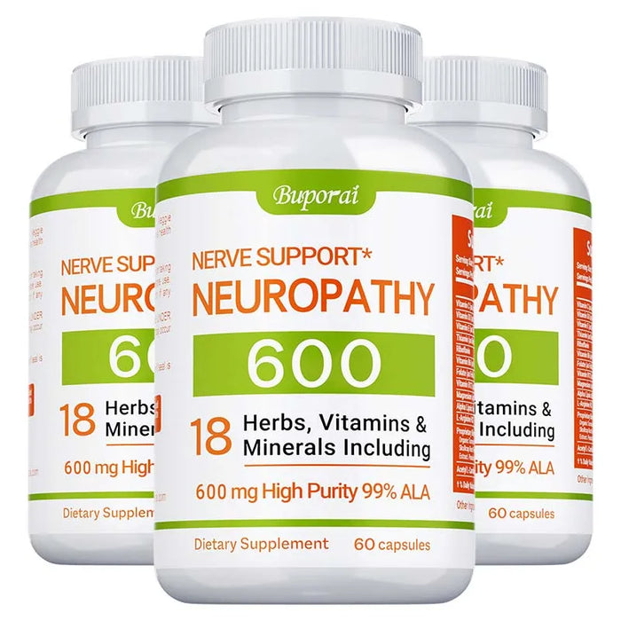Neuropathy Support Supplement 600mg - Reduces Stress, Promotes Nerve Health and Brain Function, Cellular Energy, Non-GMO