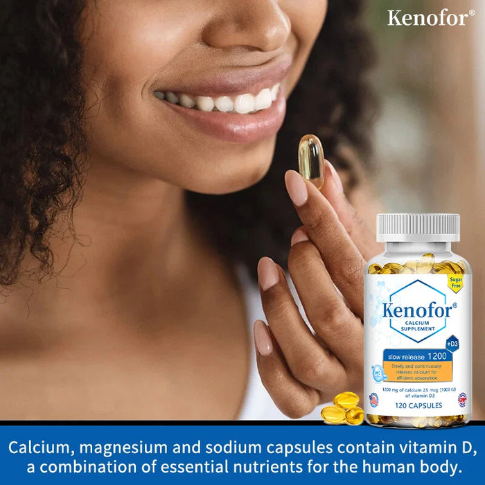 Calcium Magnesium Vitamin D3 Supplement - Supports Bones, Teeth, Muscles, Nerves, Protein Synthesis, 120 Capsules