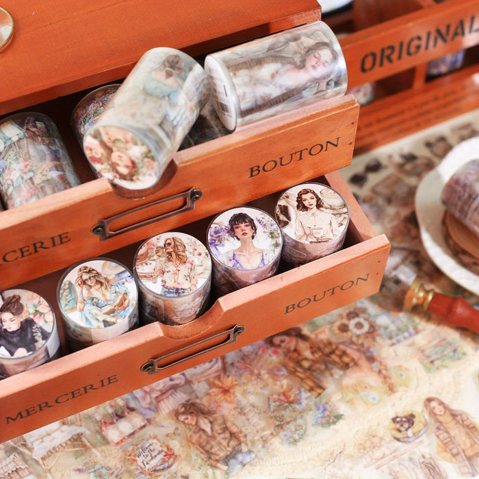 12 Rolls/box Journaling Supplies Planner Stickers Adhesive Tapes Stickers PET Tape Planner DIY Scrapbook Handbook Diary Stickers