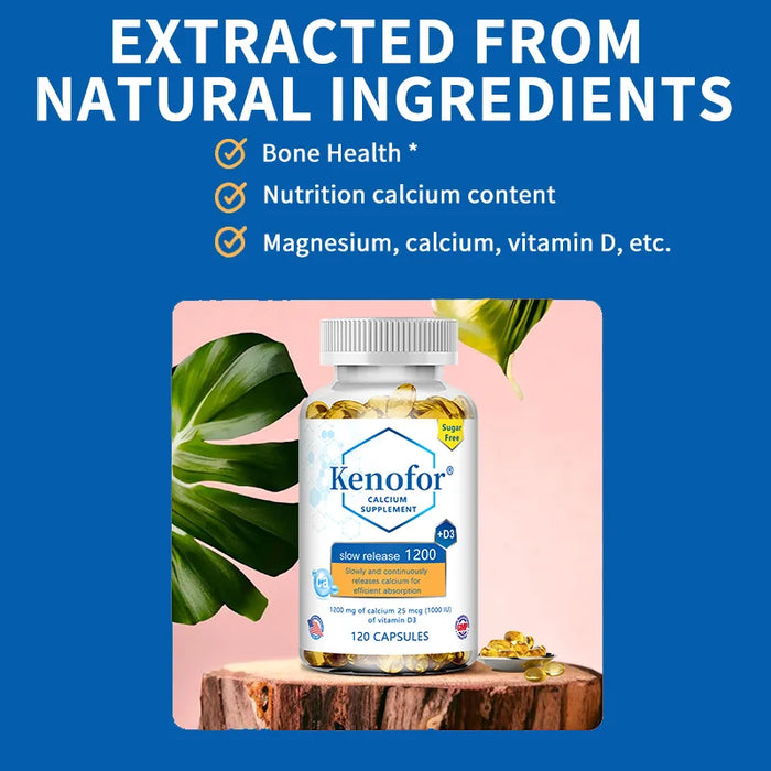 Calcium Magnesium Vitamin D3 Supplement - Supports Bones, Teeth, Muscles, Nerves, Protein Synthesis, 120 Capsules