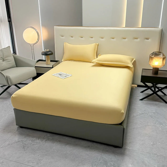 Double Bed Sheets Polyester Bedding Fitted Sheet Only(no Pillowcase) Elastic Band Around Cool Mattress Cover King Size Bed Cover