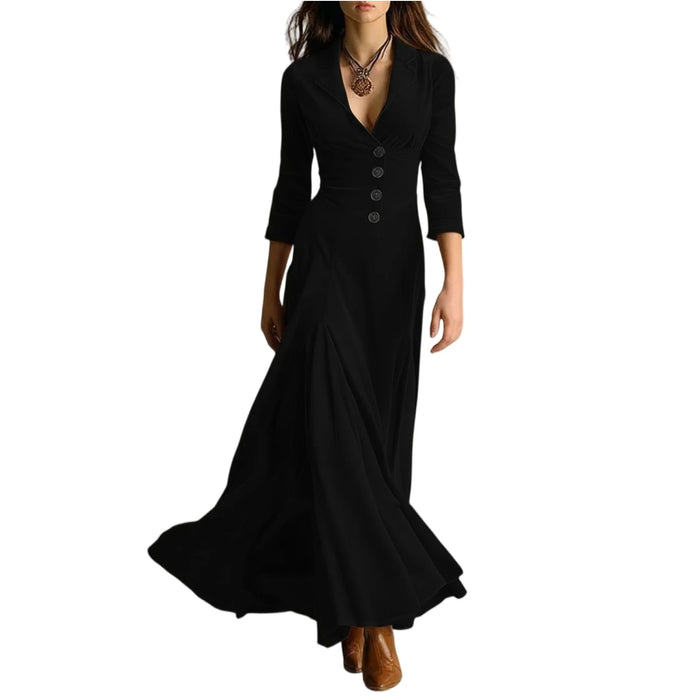 Elegant Lapel Dress Ladies' Fashionable Long Sleeved Dress Spring And Autumn Women'S Outdoors Dress