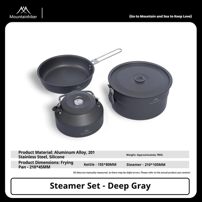 Camping Cooking Kit for 3-4 People | Includes pot, frying pan and kettle | Lightweight and portable, ideal for camping.