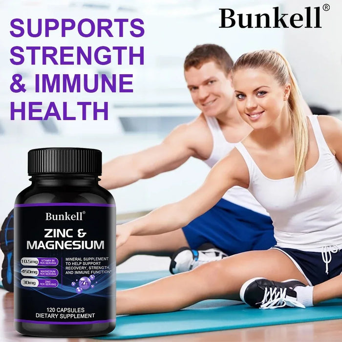 Zinc + Magnesium Supplement, Strong Bones, Teeth, Heart, Nerves, Enhance Immunity, Support Bone Density and Muscle Health