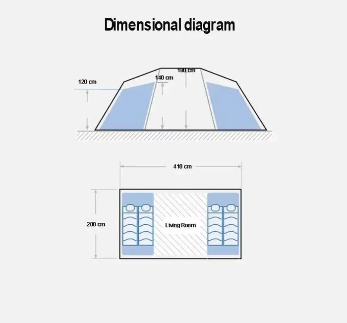 6 Person Outdoor Camping Awning Iatable Air Hiking Tent Hot Sales