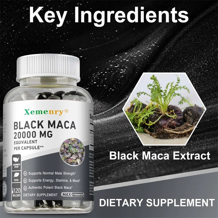 Black Maca Root Supplement - Improves Strength, Endurance and Mood, Enhances Performance and Boosts Energy