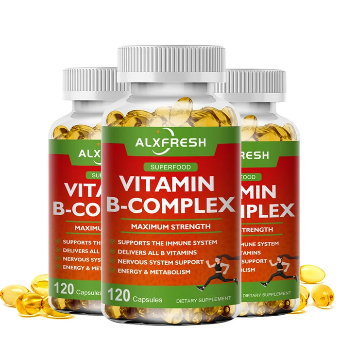 B-Complex Vitamins (B12 B1 B2 B3 B5 B6 B9 Folic Acid &Biotin) Capsule Liver, Immune System, Energy Support Nutrition Supplement