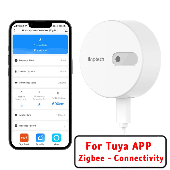 Linptech Human Body Presence Sensor ES1 Zigbee/Wifi Communication Millimeter Wave Radar Inductive Static For Xiaomi or Tuya APP