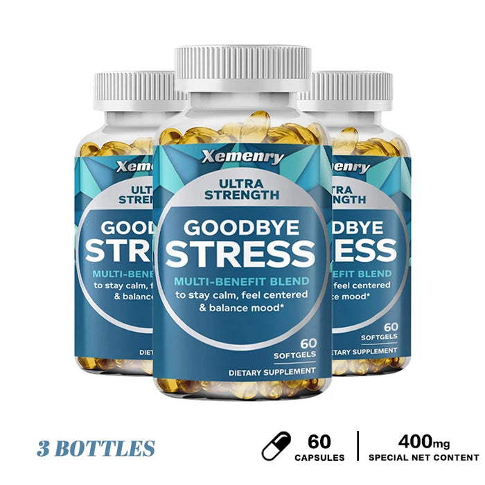 Stress Relief Capsules with GABA, L-Theanine, Mood & Stress Relief 120 Capsules Gluten Free Non-GMO, Improve Memory