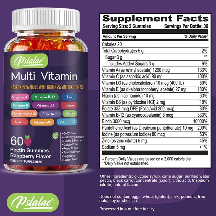 Multivitamin Gummies - Enhances Energy Levels, Immune Support, Antioxidant - with Vitamins and Minerals