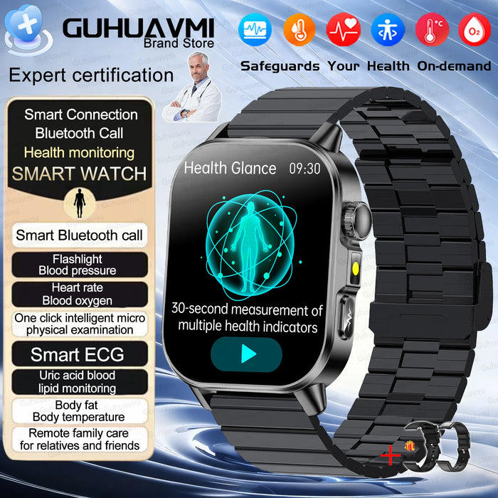 2026 New ECG + PPG Smart Healthy Diagnosis Surveillance Women Body Analysis Blood Pressure Lipid Uric Acid Health SmartWatch Men