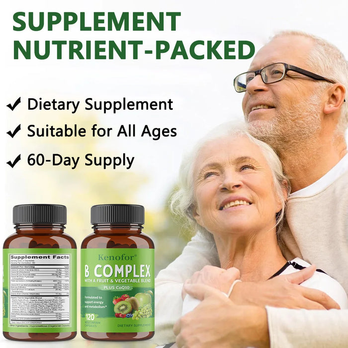 B Vitamins Supplement, with Vitamins B1,B2,B3,B5,B6,B12 and Folic Acid,Metabolic Support,Skin Health,Enhance Memory,Improve Mood