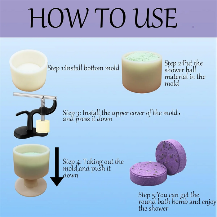 Bath Bomb Mold Kit with A Set of Molds Shower Steamers Press,Shower Bomb Tools Mold & Bath Bombs Press for DIY Making