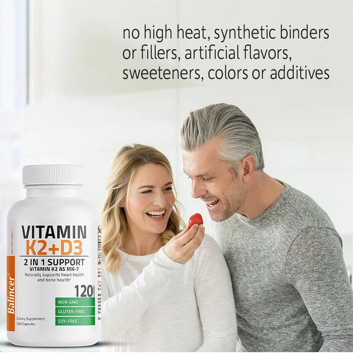 Vitamin D3 + K2(MK7) Supplement - Bone, Joint, Heart, Immune, Teeth and Skin Health Support - Non-GMO Supplement